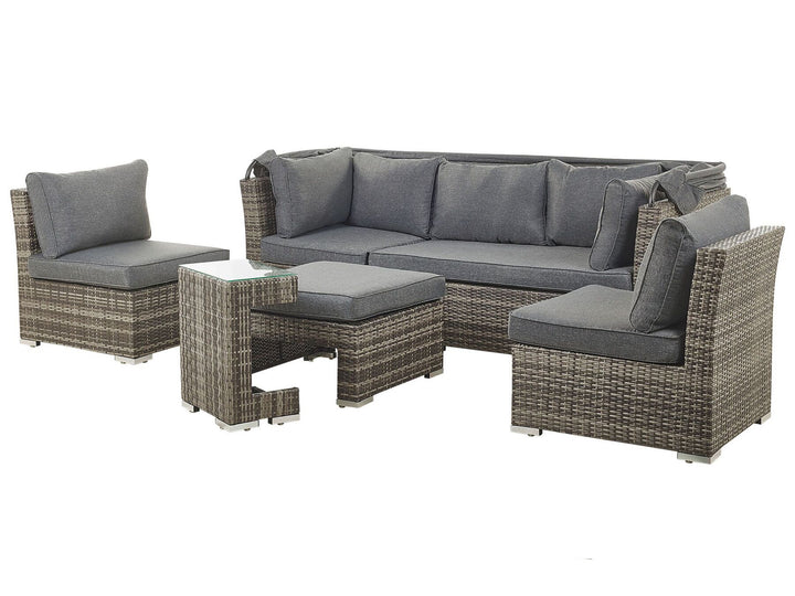 Corte Garden Lounge Set with Table 6 Seater Modular PE Rattan Dark Brown