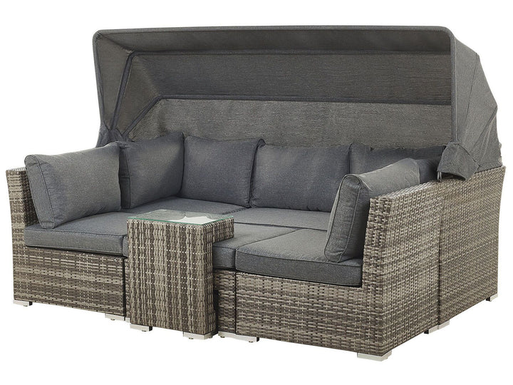 Corte Garden Lounge Set with Table 6 Seater Modular PE Rattan Dark Brown