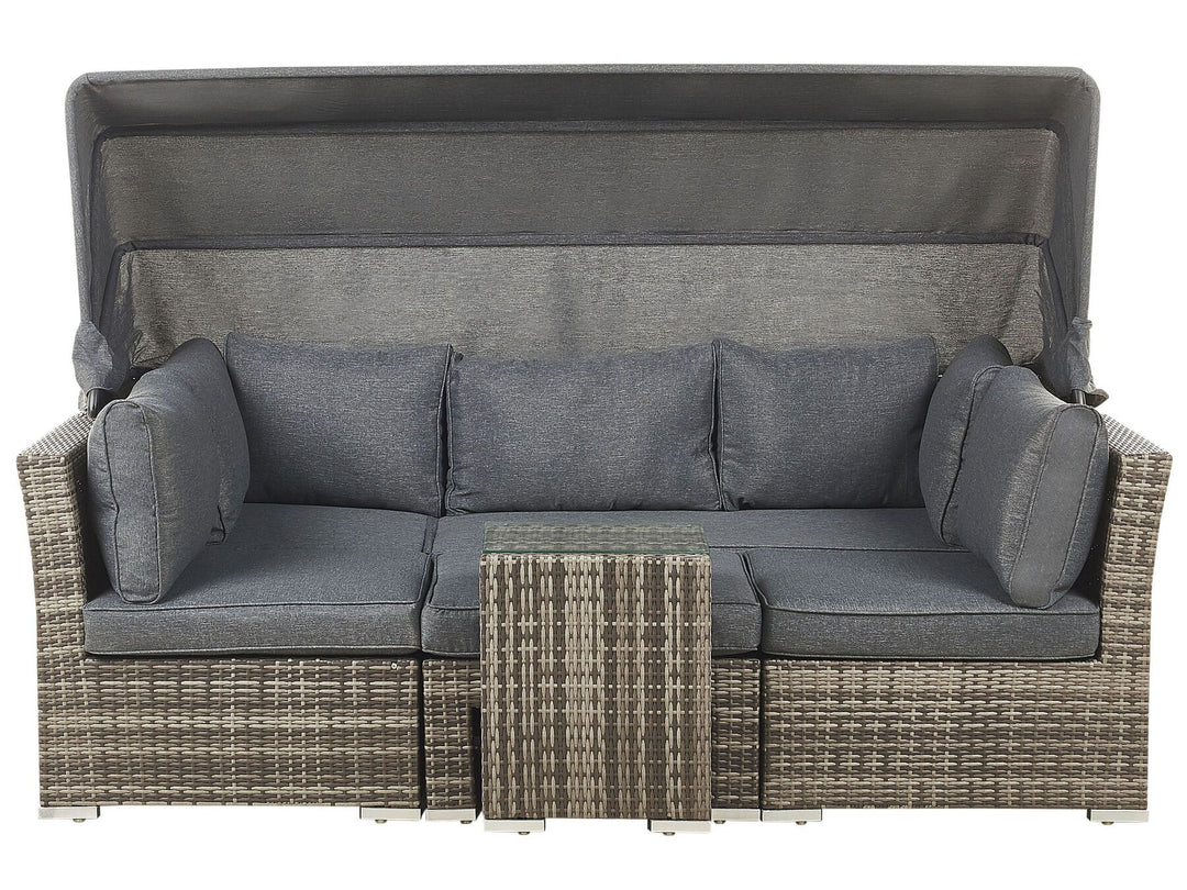 Corte Garden Lounge Set with Table 6 Seater Modular PE Rattan Dark Brown
