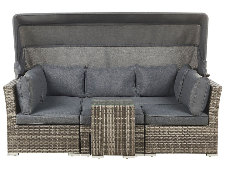 Corte Garden Lounge Set with Table 6 Seater Modular PE Rattan Dark Brown