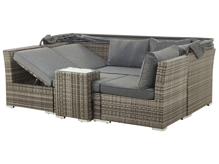 Corte Garden Lounge Set with Table 6 Seater Modular PE Rattan Dark Brown