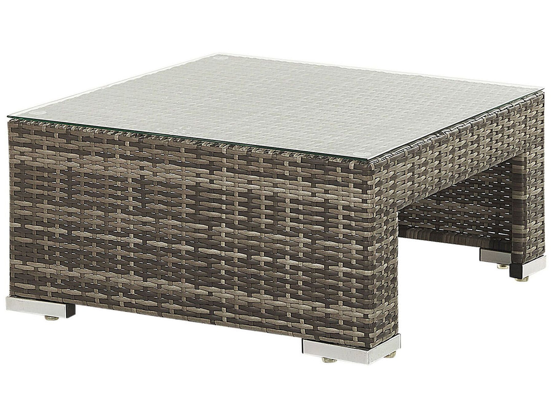 Corte Garden Lounge Set with Table 6 Seater Modular PE Rattan Dark Brown