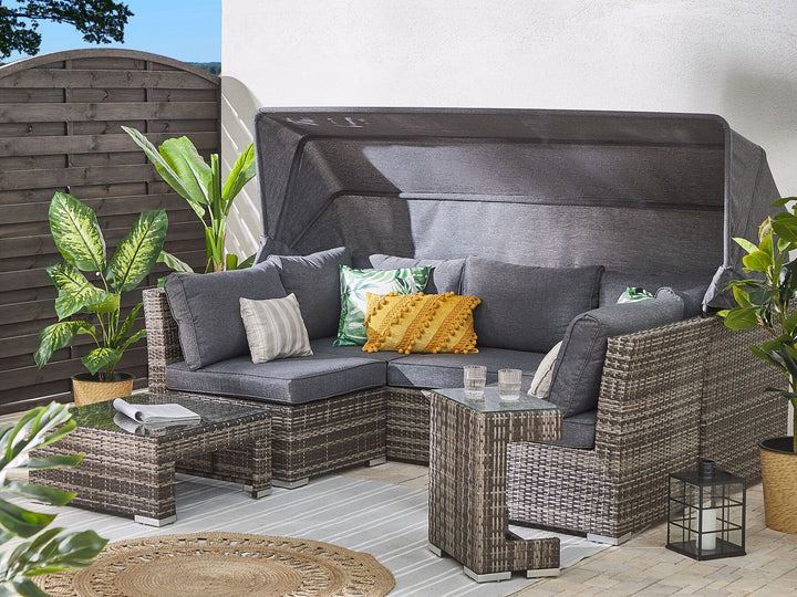 Corte Garden Lounge Set with Table 6 Seater Modular PE Rattan Dark Brown