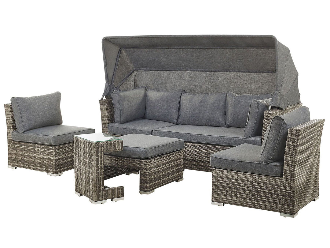 Corte Garden Lounge Set with Table 6 Seater Modular PE Rattan Dark Brown