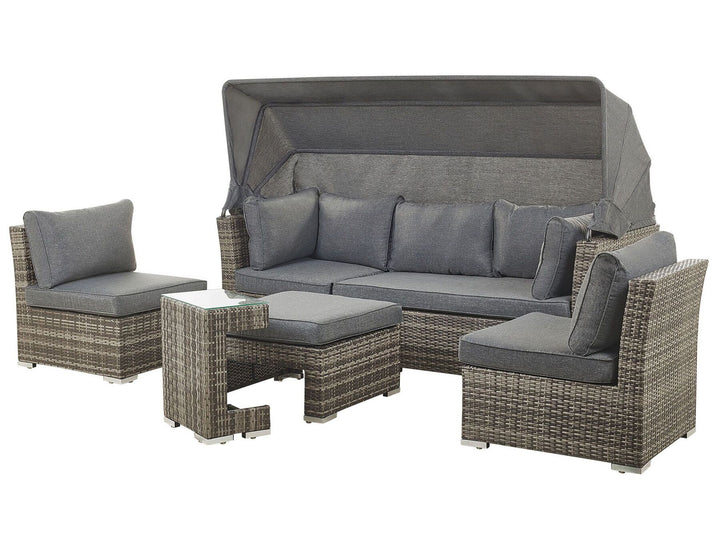 Corte Garden Lounge Set with Table 6 Seater Modular PE Rattan Dark Brown