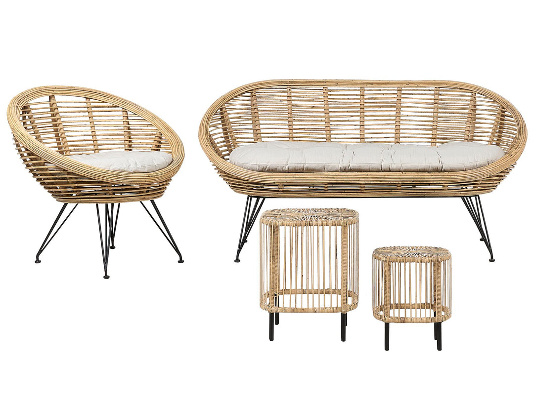 Maratea/Cesenatico Garden Lounge Set with Table 3 Seater Rattan Natural