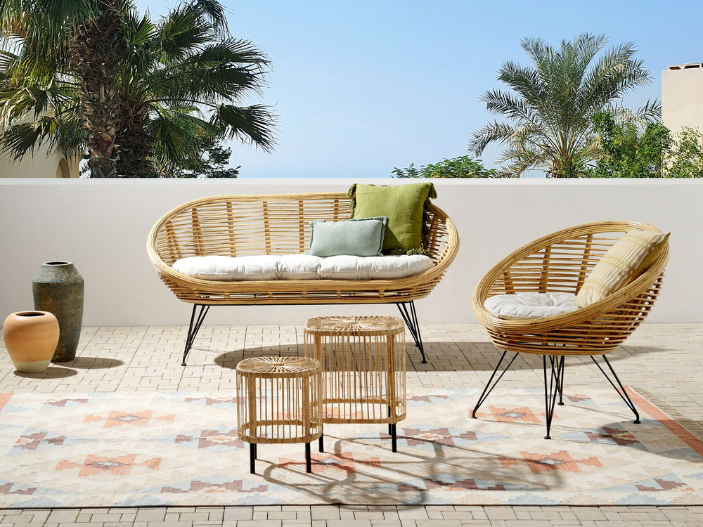 Maratea/Cesenatico Garden Lounge Set with Table 3 Seater Rattan Natural