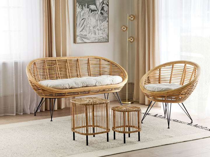 Maratea/Cesenatico Garden Lounge Set with Table 3 Seater Rattan Natural
