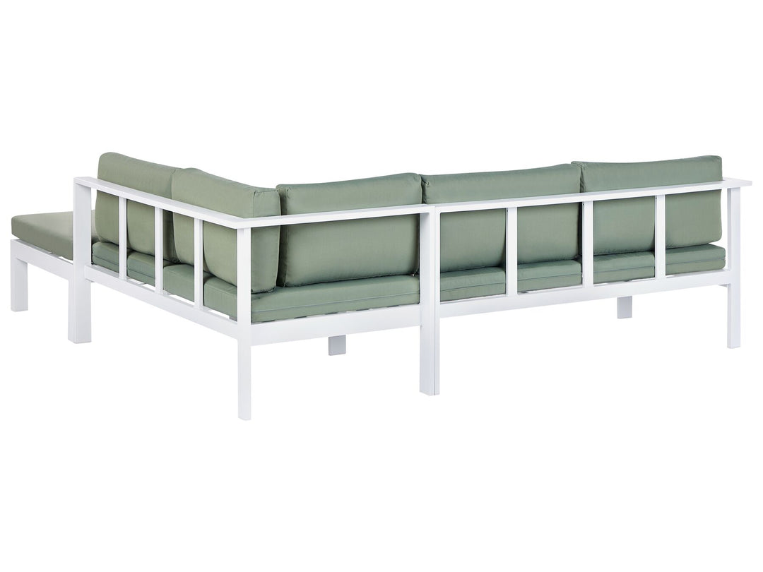 Messina Garden Corner Sofa with Table 5 Seater Left Hand Metal Green