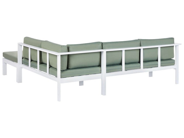 Messina Garden Corner Sofa with Table 5 Seater Left Hand Metal Green