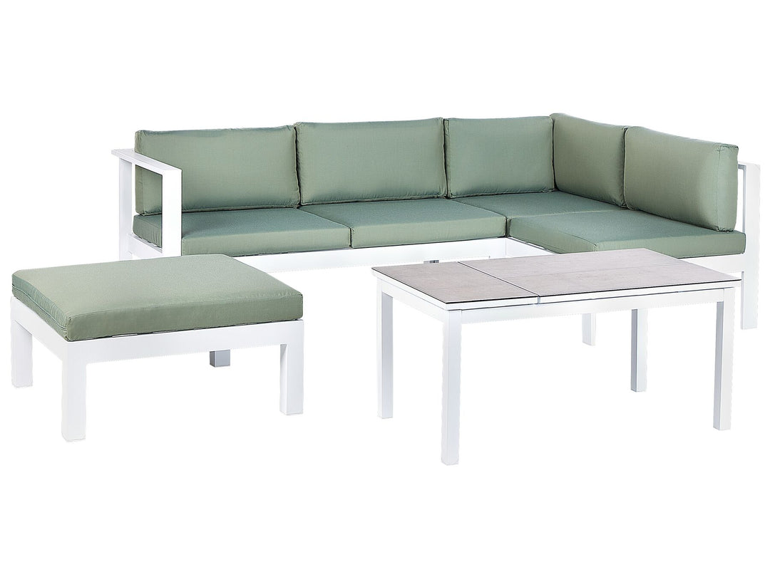 Messina Garden Corner Sofa with Table 5 Seater Left Hand Metal Green
