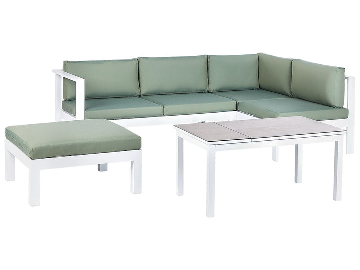 Messina Garden Corner Sofa with Table 5 Seater Left Hand Metal Green