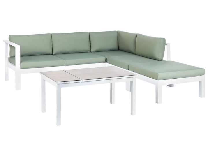Messina Garden Corner Sofa with Table 5 Seater Left Hand Metal Green
