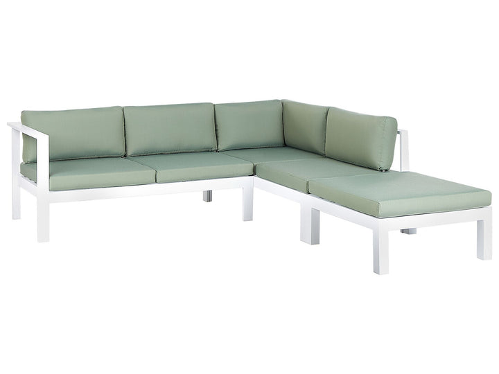 Messina Garden Corner Sofa with Table 5 Seater Left Hand Metal Green