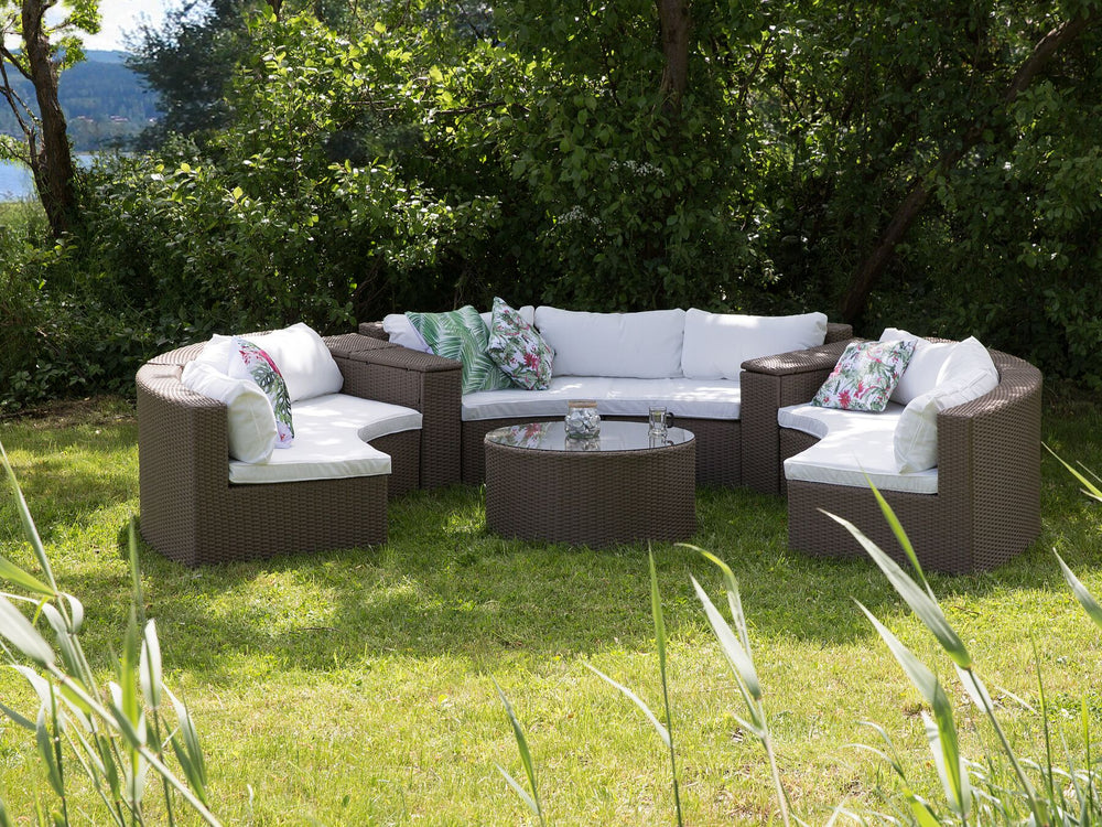 Severo Garden Lounge Set with Table 9 Seater PE Rattan Brown