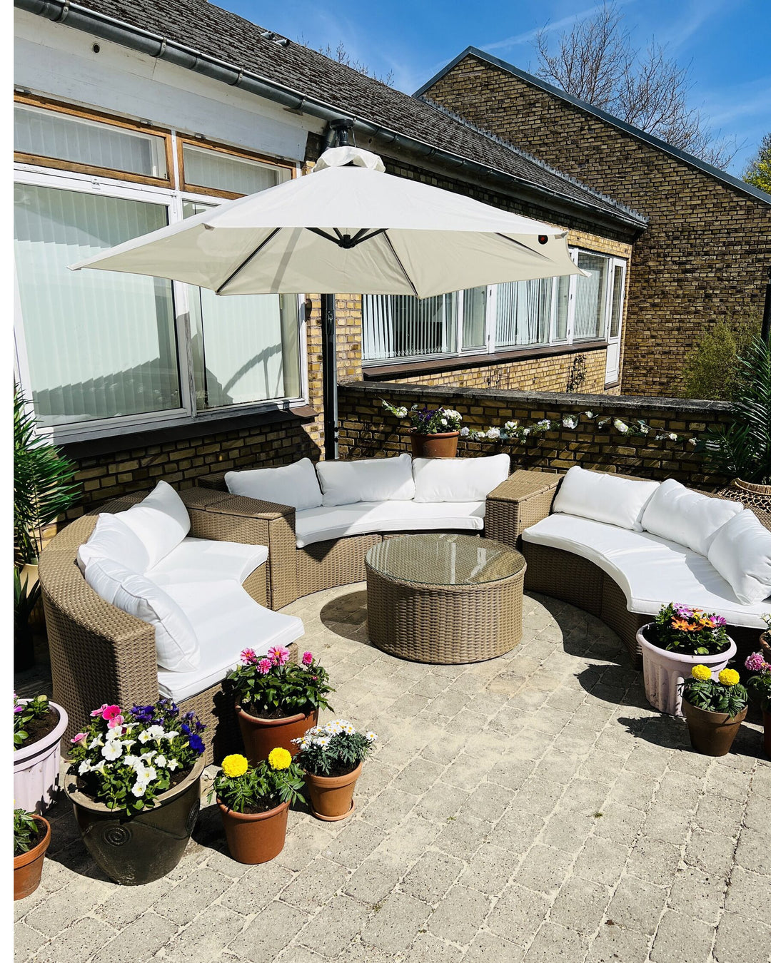 Severo Garden Lounge Set with Table 9 Seater PE Rattan Brown