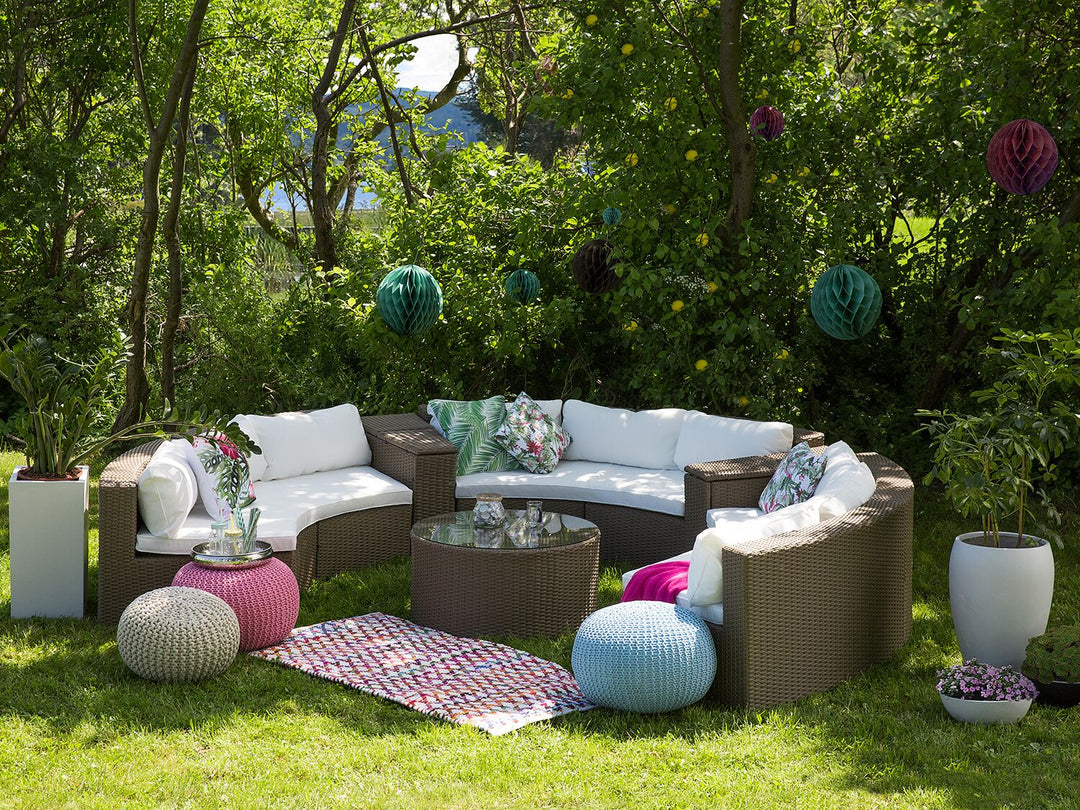 Severo Garden Lounge Set with Table 9 Seater PE Rattan Brown