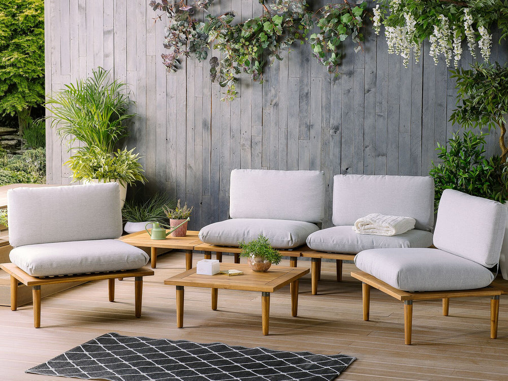 Frascati Garden Lounge Set with Table 4 Seater Certified Acacia Wood Light Grey