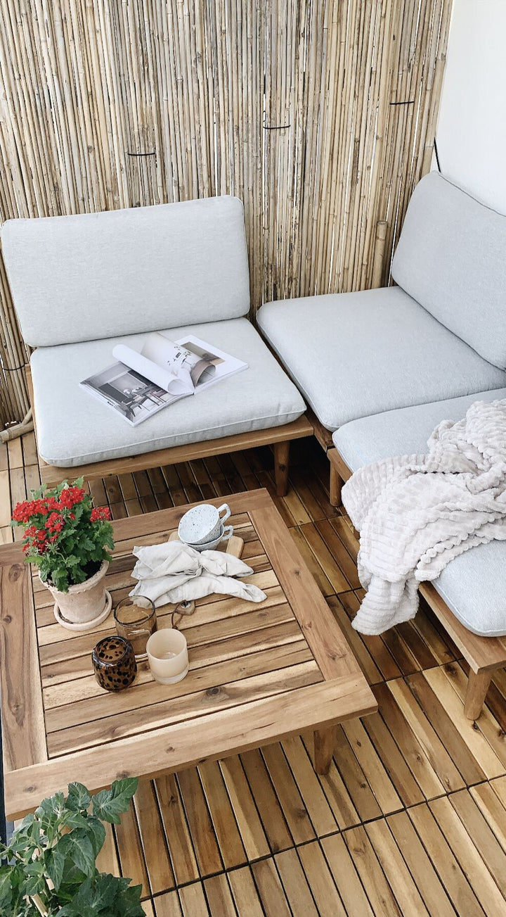 Frascati Garden Lounge Set with Table 4 Seater Certified Acacia Wood Light Grey