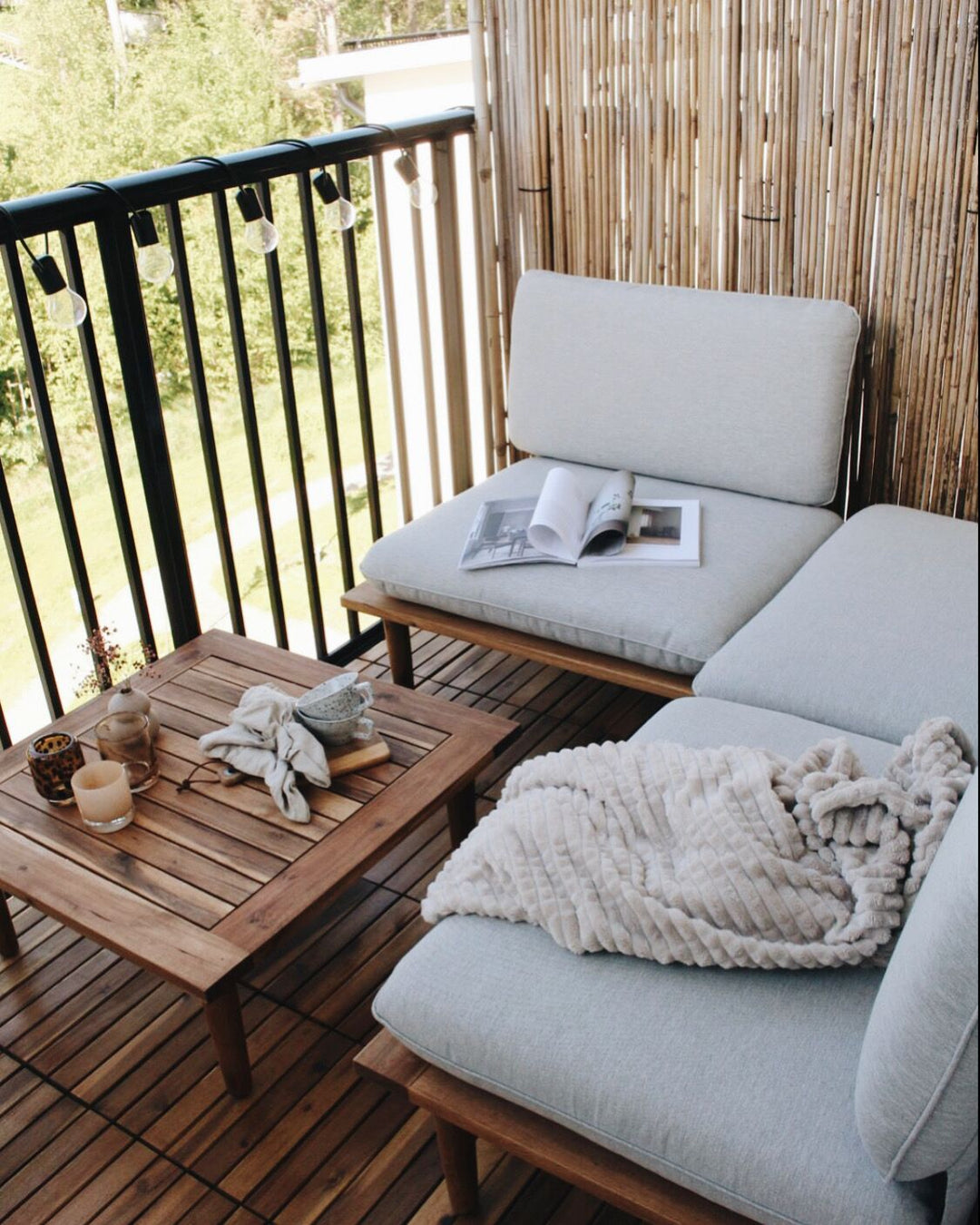 Frascati Garden Lounge Set with Table 4 Seater Certified Acacia Wood Light Grey