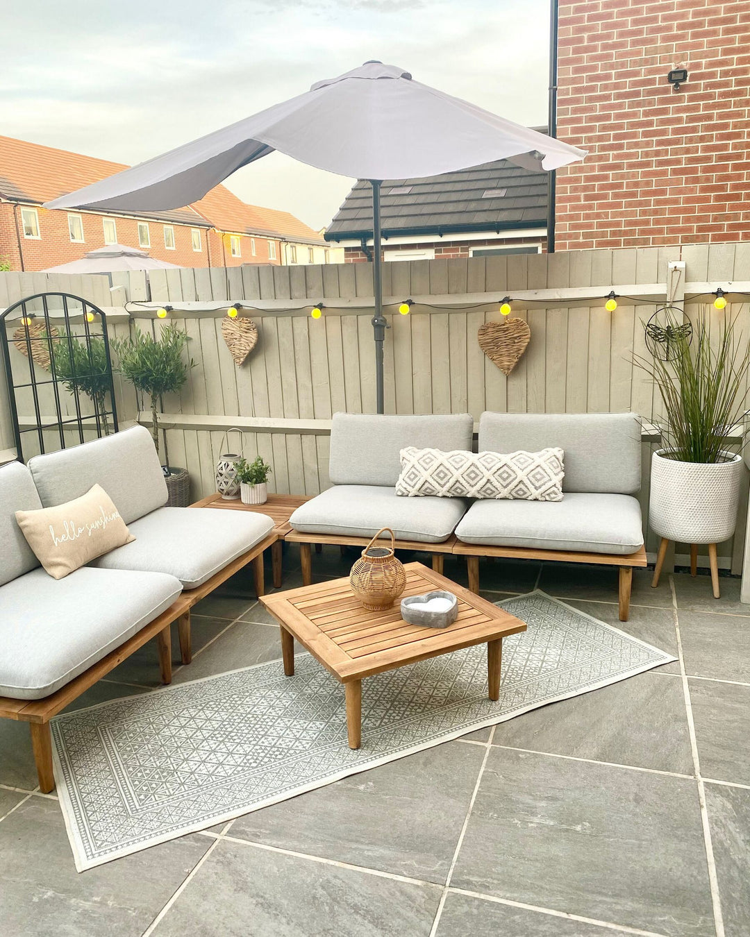 Frascati Garden Lounge Set with Table 4 Seater Certified Acacia Wood Light Grey