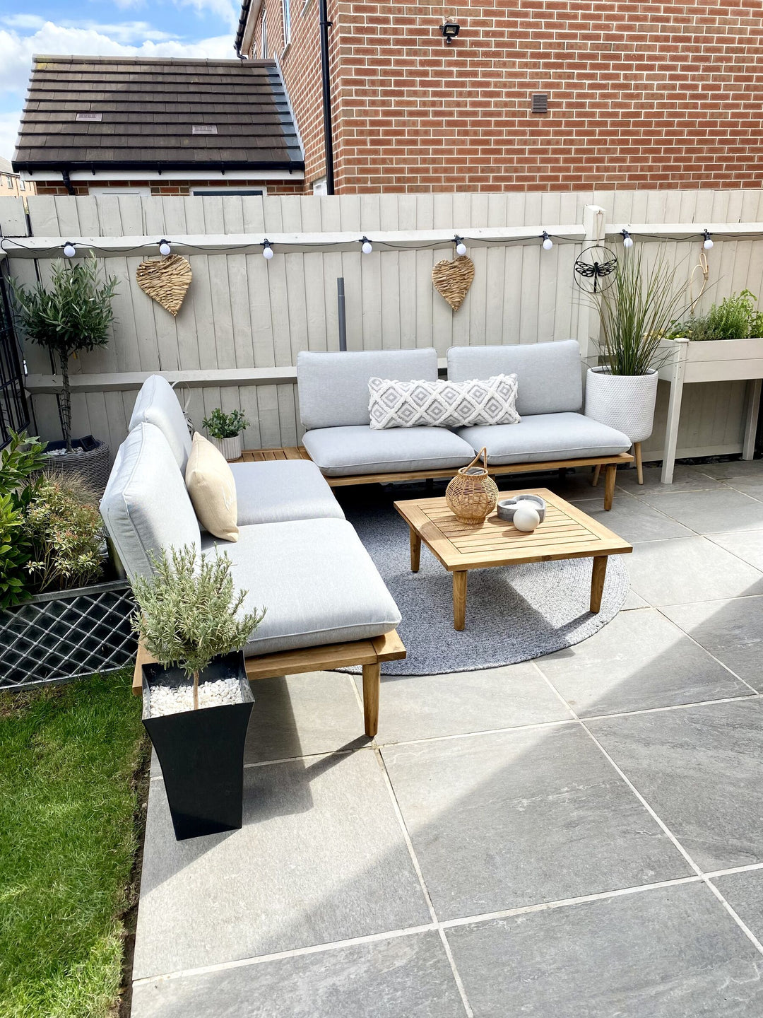 Frascati Garden Lounge Set with Table 4 Seater Certified Acacia Wood Light Grey