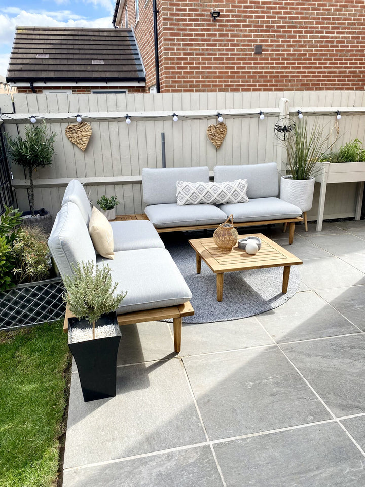 Frascati Garden Lounge Set with Table 4 Seater Certified Acacia Wood Light Grey