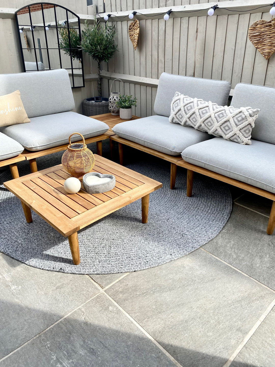 Frascati Garden Lounge Set with Table 4 Seater Certified Acacia Wood Light Grey