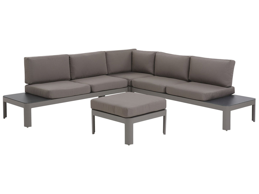 Ferentino Garden Corner Sofa with Ottoman 5 Seater Metal Grey