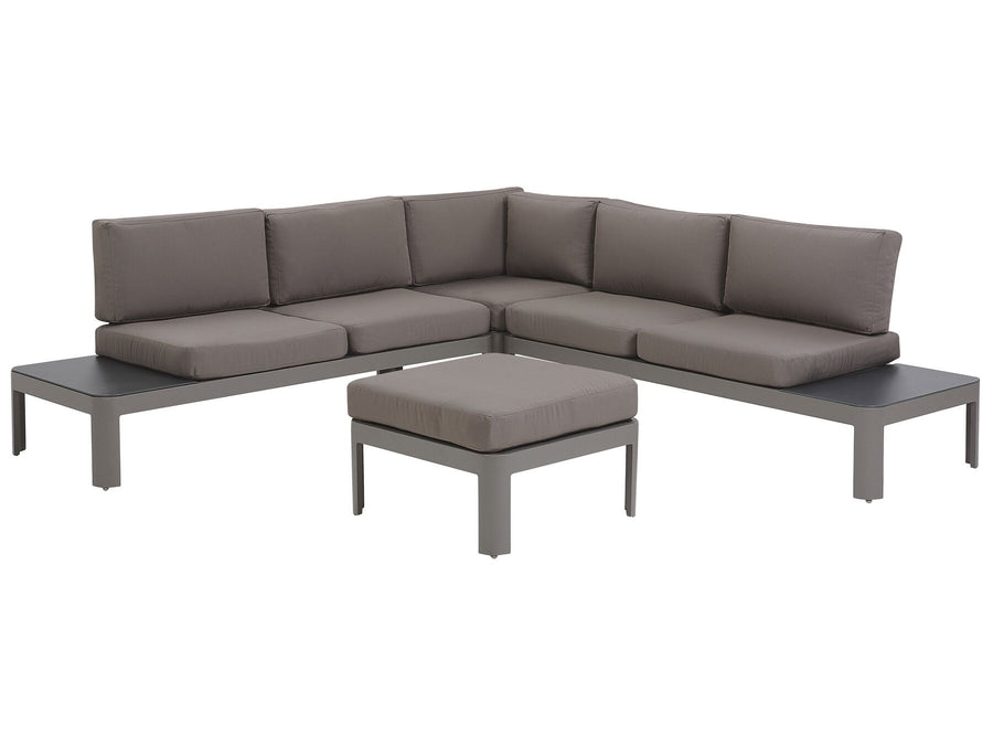 Ferentino Garden Corner Sofa with Ottoman 5 Seater Metal Grey