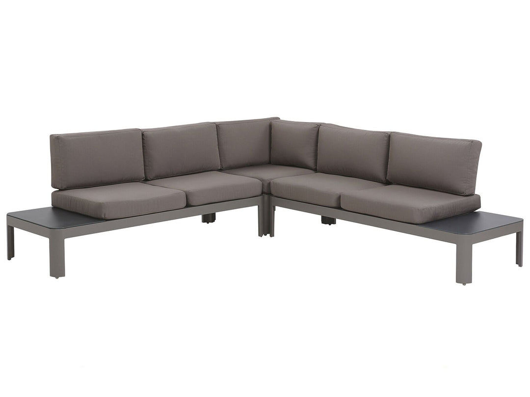 Ferentino Garden Corner Sofa with Ottoman 5 Seater Metal Grey