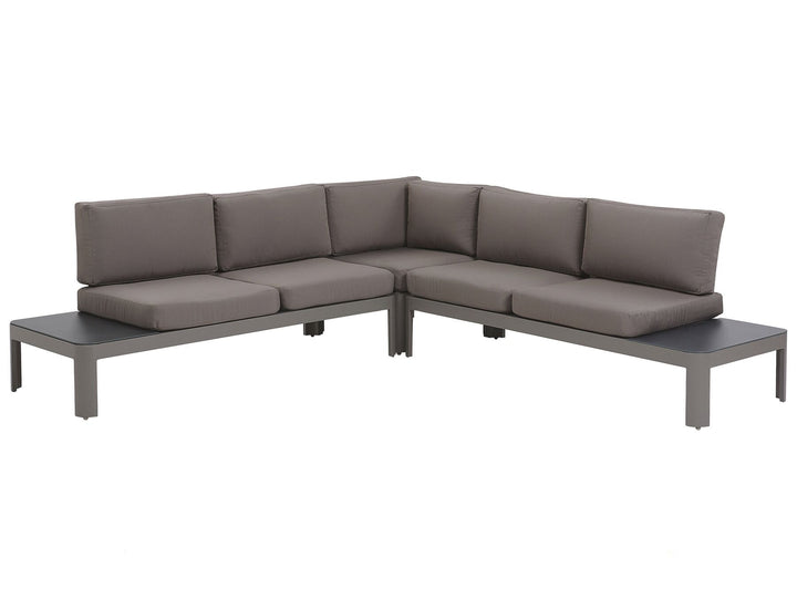 Ferentino Garden Corner Sofa with Ottoman 5 Seater Metal Grey