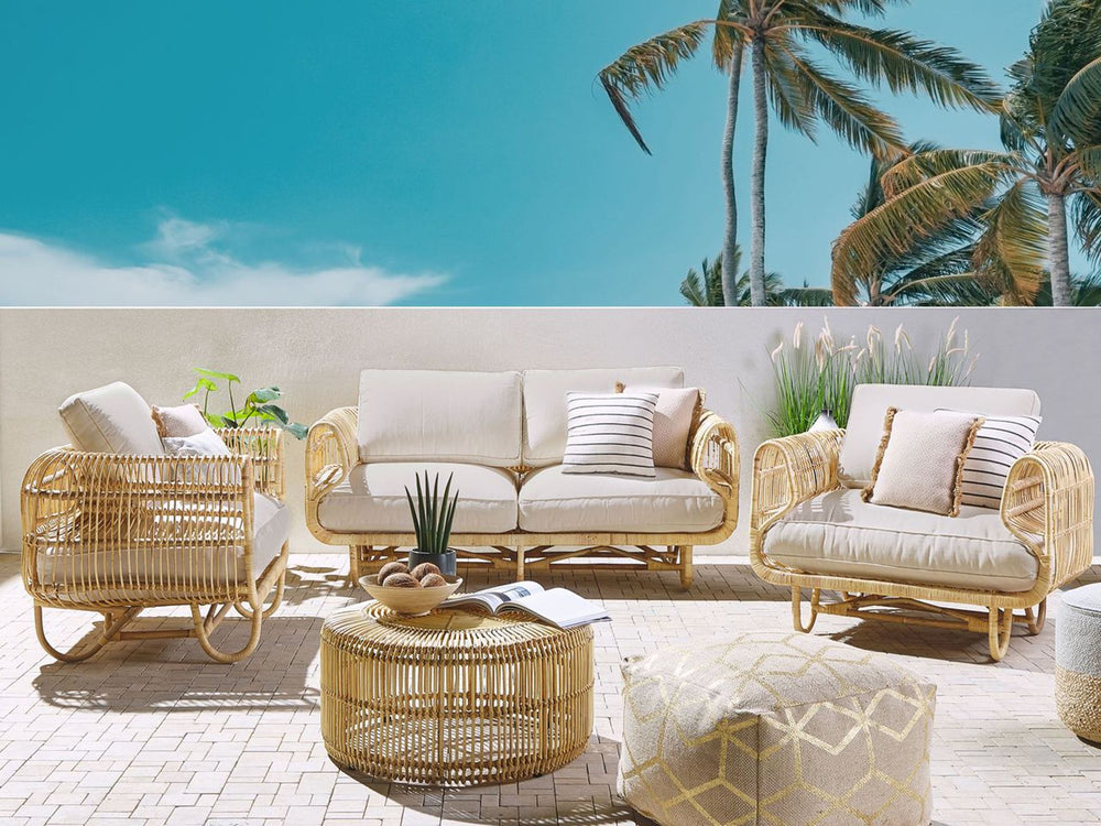 Dolcedo/Limni Garden Lounge Set with Table 5 Seater Rattan Beige