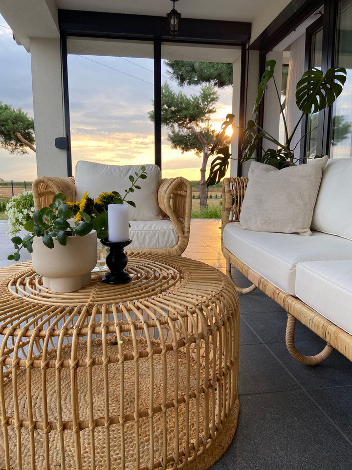 Dolcedo/Limni Garden Lounge Set with Table 5 Seater Rattan Beige