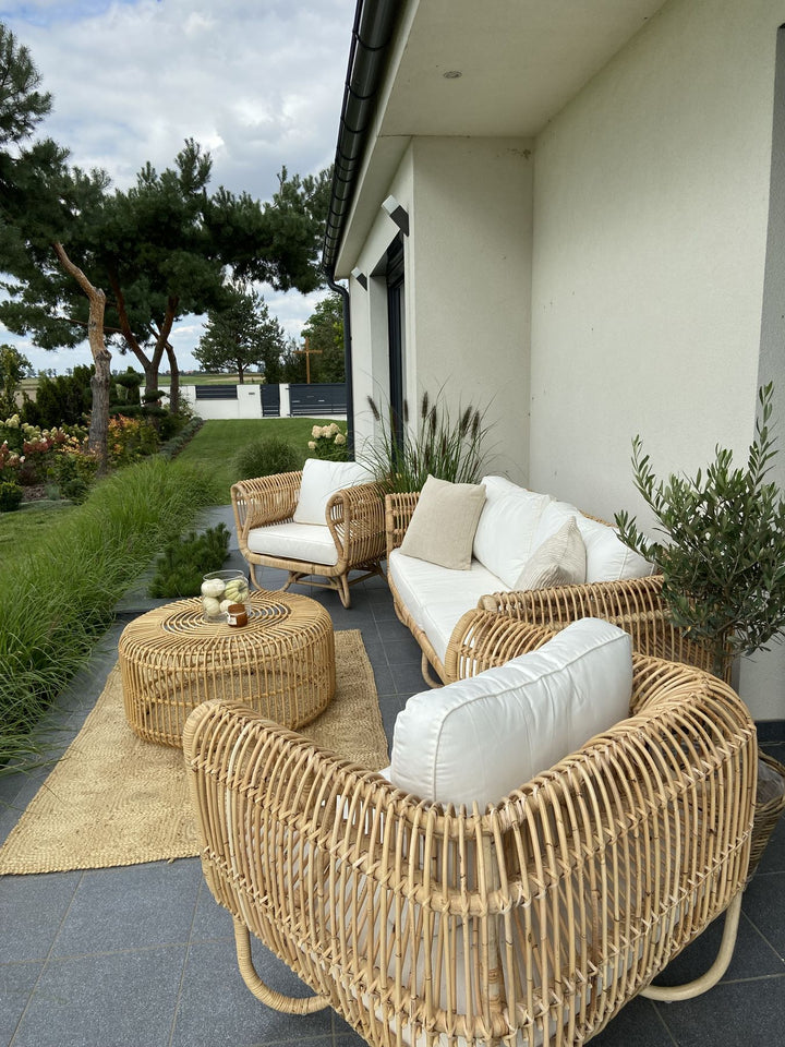 Dolcedo/Limni Garden Lounge Set with Table 5 Seater Rattan Beige