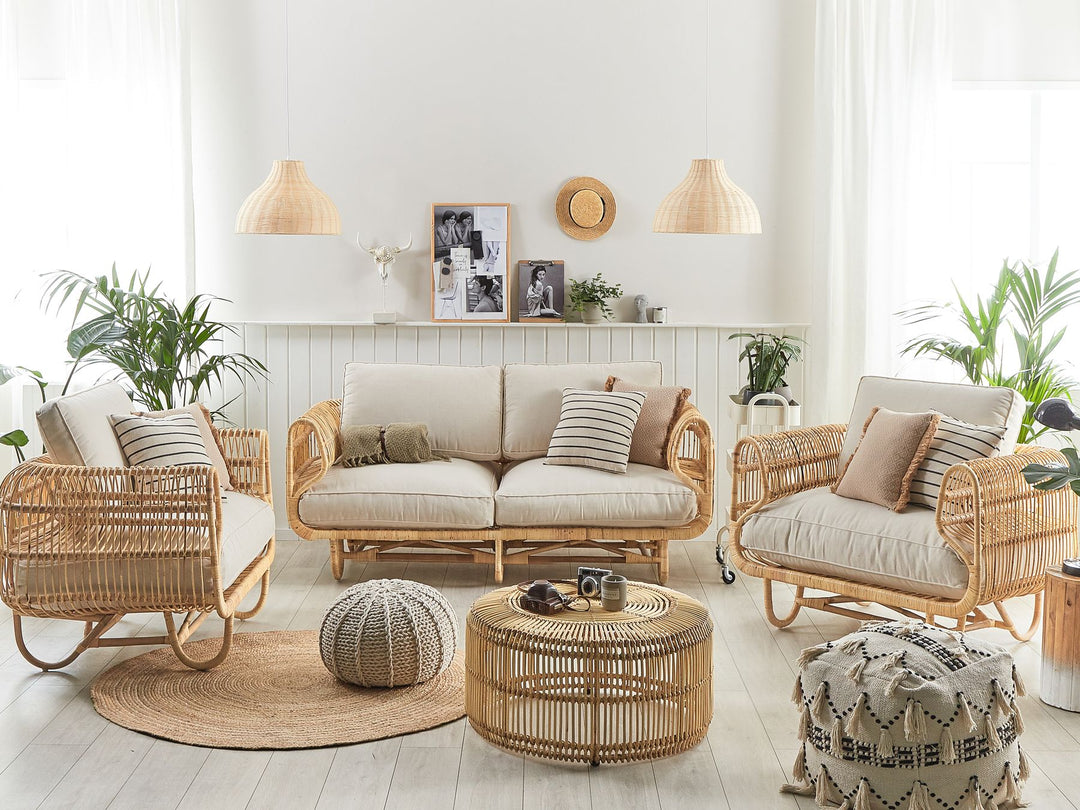 Dolcedo/Limni Garden Lounge Set with Table 5 Seater Rattan Beige