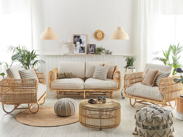 Dolcedo/Limni Garden Lounge Set with Table 5 Seater Rattan Beige