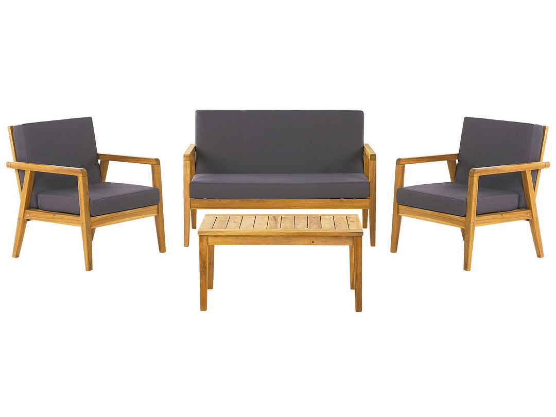 Pallano Garden Lounge Set with Table 4 Seater Acacia Wood Dark Grey