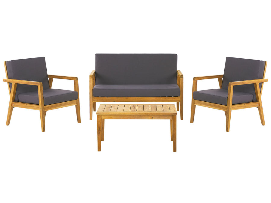Pallano Garden Lounge Set with Table 4 Seater Acacia Wood Dark Grey
