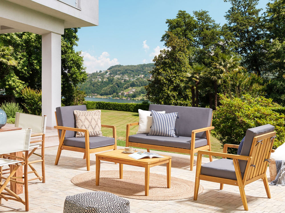 Pallano Garden Lounge Set with Table 4 Seater Acacia Wood Dark Grey