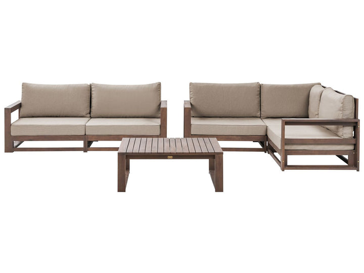 Timor Garden Lounge Set with Table 4 Seater Certified Acacia Wood Dark Brown