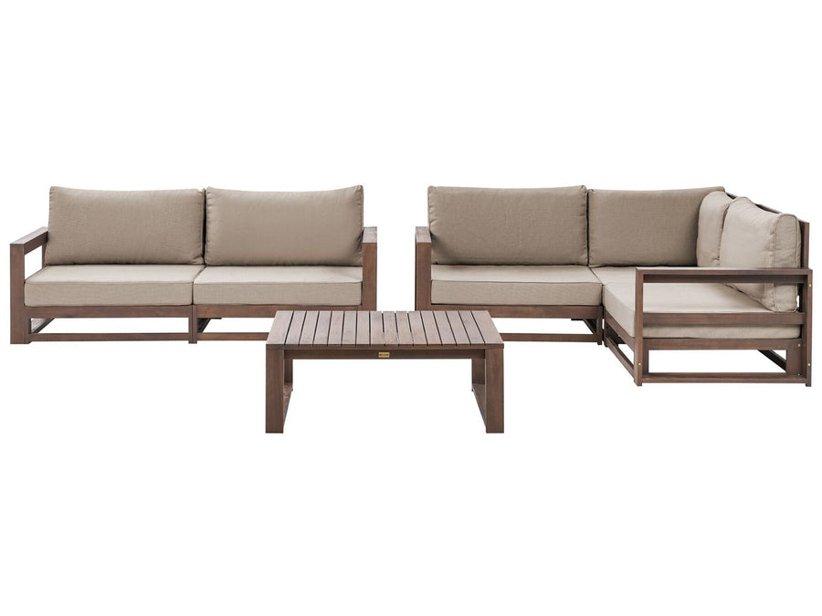 Timor Garden Lounge Set with Table 4 Seater Certified Acacia Wood Dark Brown