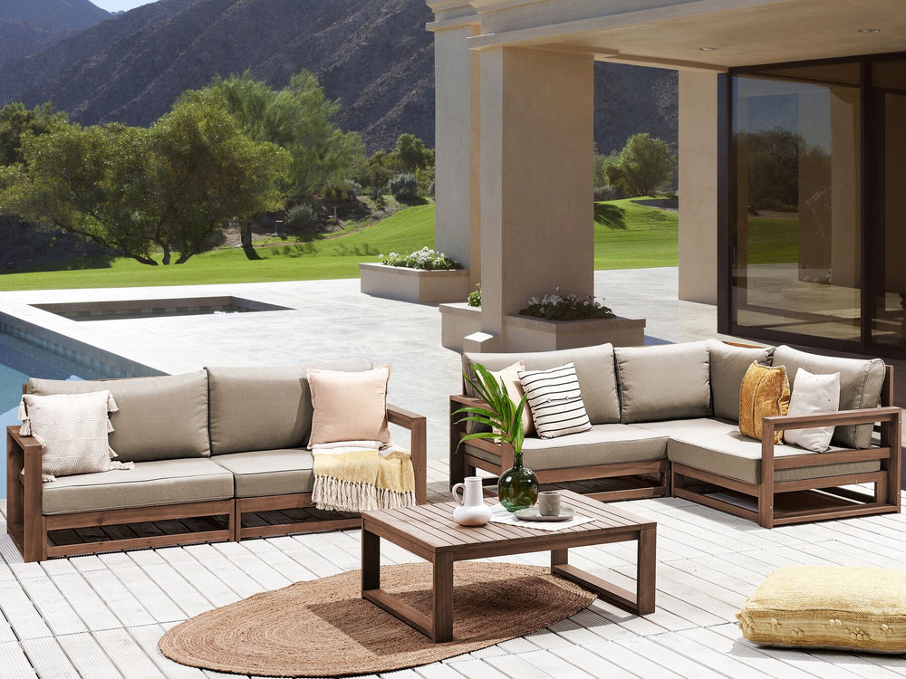 Timor Garden Lounge Set with Table 4 Seater Certified Acacia Wood Dark Brown