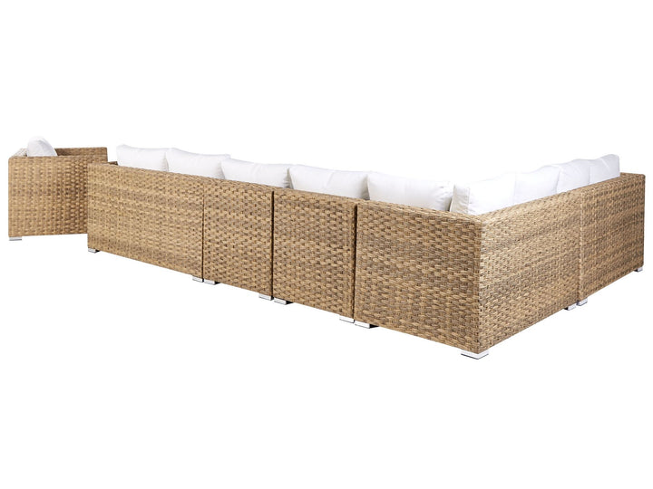 Xxl Garden Lounge Set with Table 8 Seater Right Hand Modular PE Rattan Light Brown