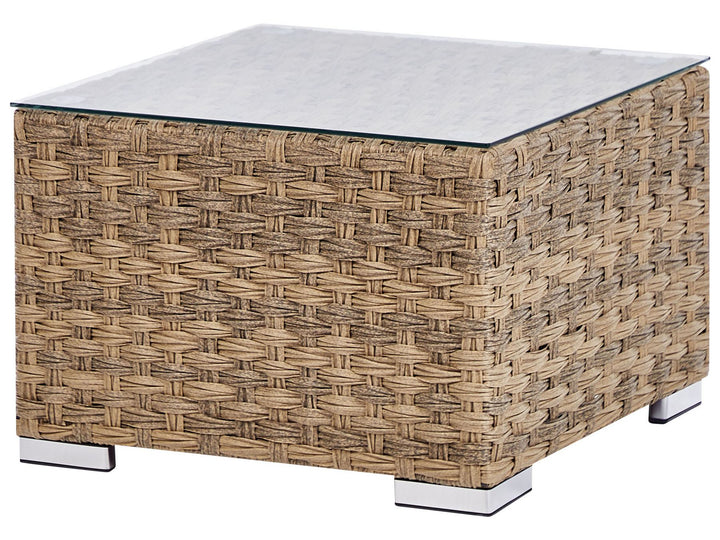 Xxl Garden Lounge Set with Table 8 Seater Right Hand Modular PE Rattan Light Brown