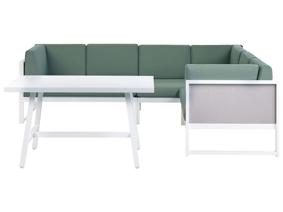 Castella/Fratte Garden Corner Sofa with Table 6 Seater Left Hand Metal Green