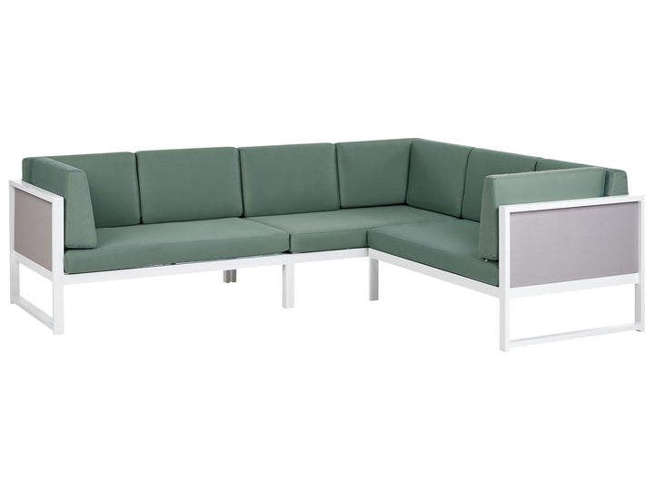 Castella/Fratte Garden Corner Sofa with Table 6 Seater Left Hand Metal Green