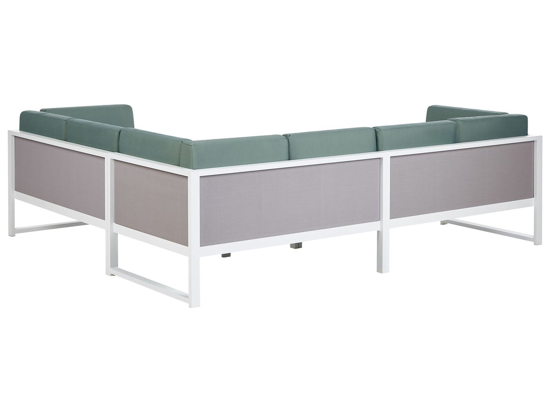 Castella/Fratte Garden Corner Sofa with Table 6 Seater Left Hand Metal Green