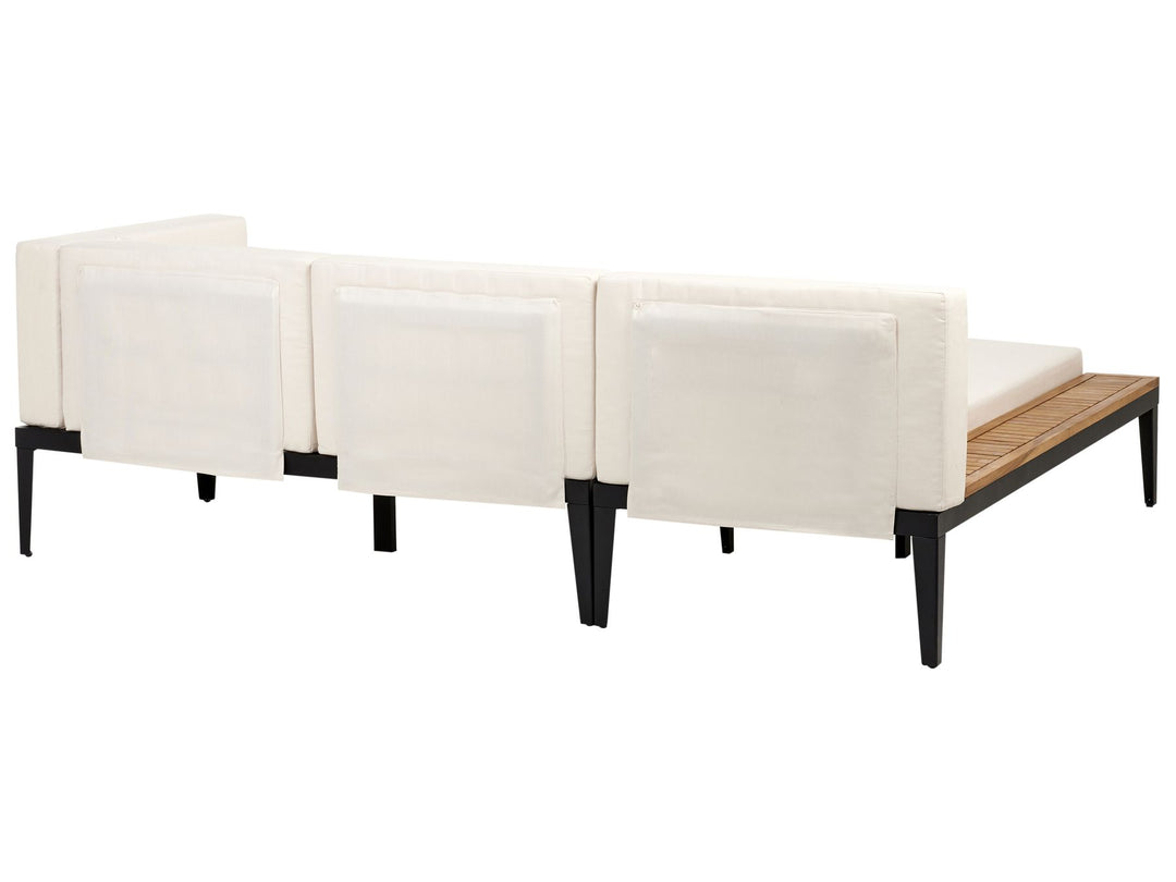 Bracciano Garden Corner Sofa with Table 3 Seater Right Hand Certified Acacia Wood Light Beige