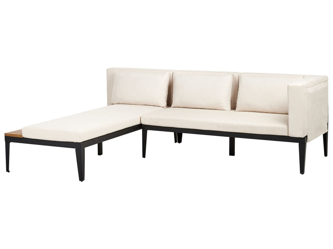 Bracciano Garden Corner Sofa with Table 3 Seater Right Hand Certified Acacia Wood Light Beige